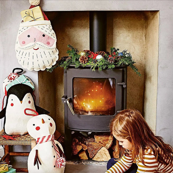 Handmade felt animal Christmas stockings by Sew Heart Felt, hand felted in Nepal from organic wool
