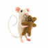 Baby Mouse with Bear, a handmade felt baby mouse with a tiny teddy bear, by Sew Heart Felt