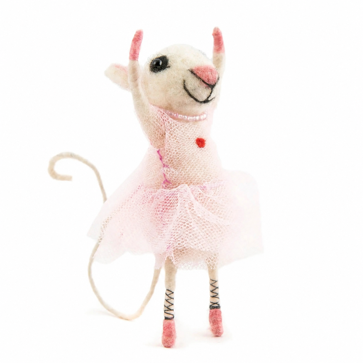 Beautiful Ballet Dancer Mouse, a handmade felt mouse ballerina in a tutu, by Sew Heart Felt