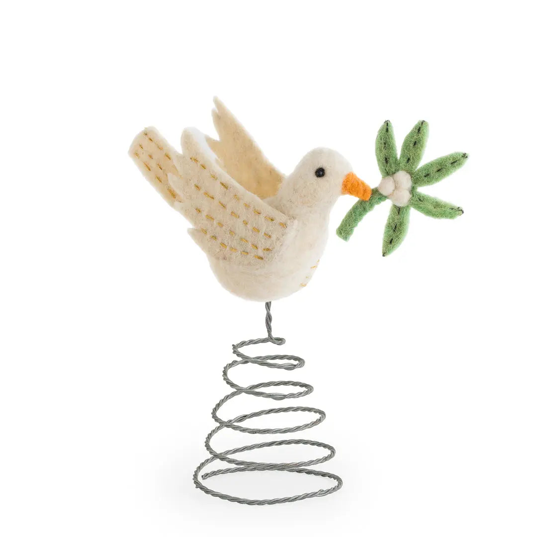 Mistletoe Peace Dove Tree Topper Sew Heart Felt
