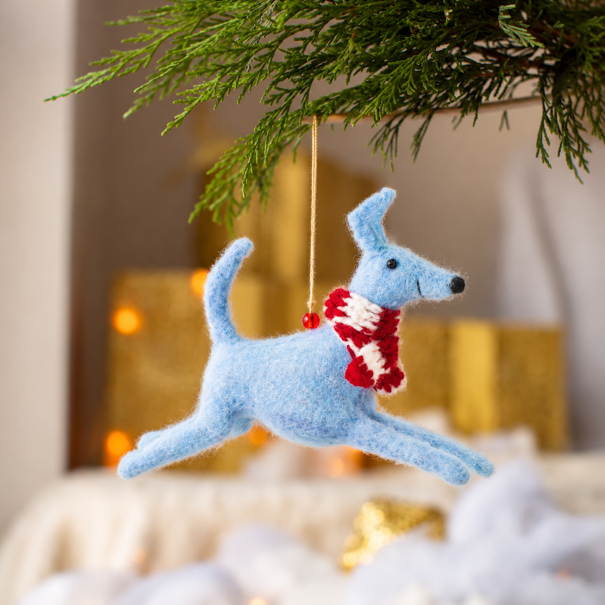 Gigi Whippet in a Scarf Decoration Sew Heart Felt