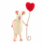 Happy Heart Balloon Mouse, a handmade felt mouse holding a red heart-shaped balloon, by Sew Heart Felt
