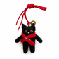 Lucky the Black Cat handmade felt bag charm with a red scarf by Sew Heart Felt
