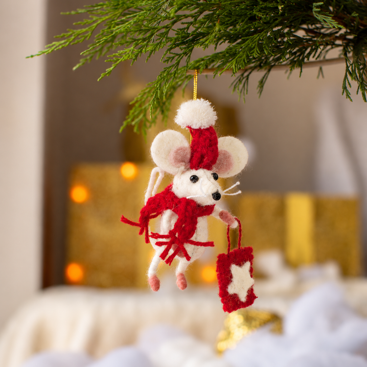 Molly Shopping Mouse Decoration Sew Heart Felt