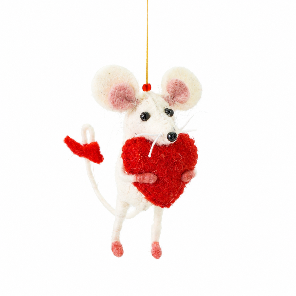 Mouse Hugging Heart Decoration Sew Heart Felt