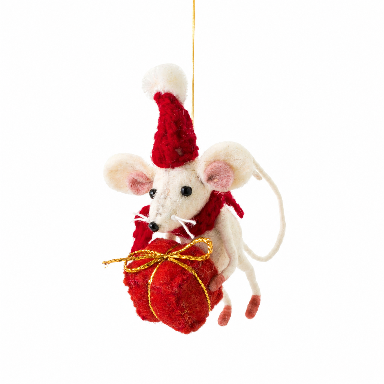 Mouse with a Huge Present Decoration Sew Heart Felt