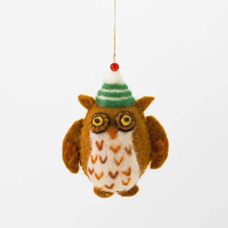 Wise Old Owl in a Hat Decoration (Set of 4) Sew Heart Felt