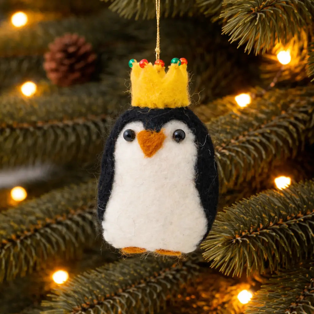 Paul Penguin in a Crown Decoration (Set of 4) Sew Heart Felt
