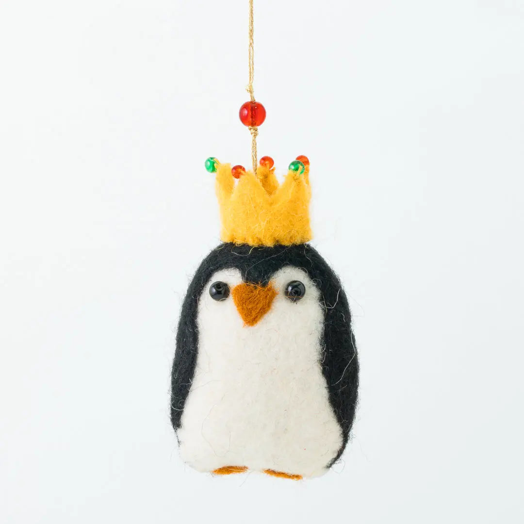 Paul Penguin in a Crown Decoration (Set of 4) Sew Heart Felt