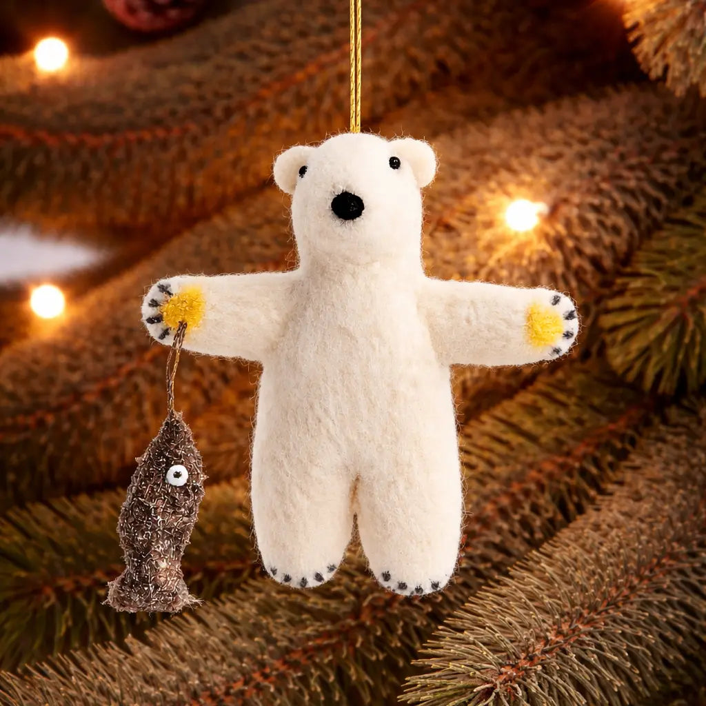 Peter Polar Bear Decoration (Set of 4) Sew Heart Felt