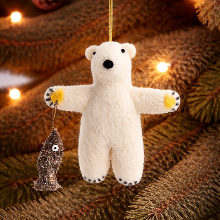 Peter Polar Bear Decoration (Set of 4) Sew Heart Felt