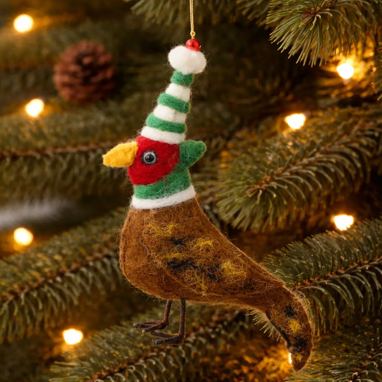 Pleasant Pheasant in a Pointy Hat Decoration (Set of 4) Sew Heart Felt