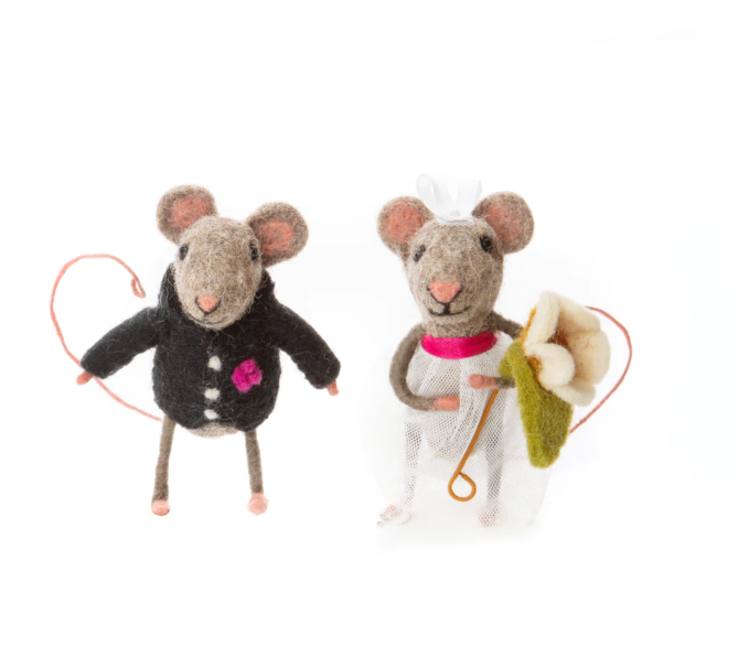 Bride and Groom Felt Mice