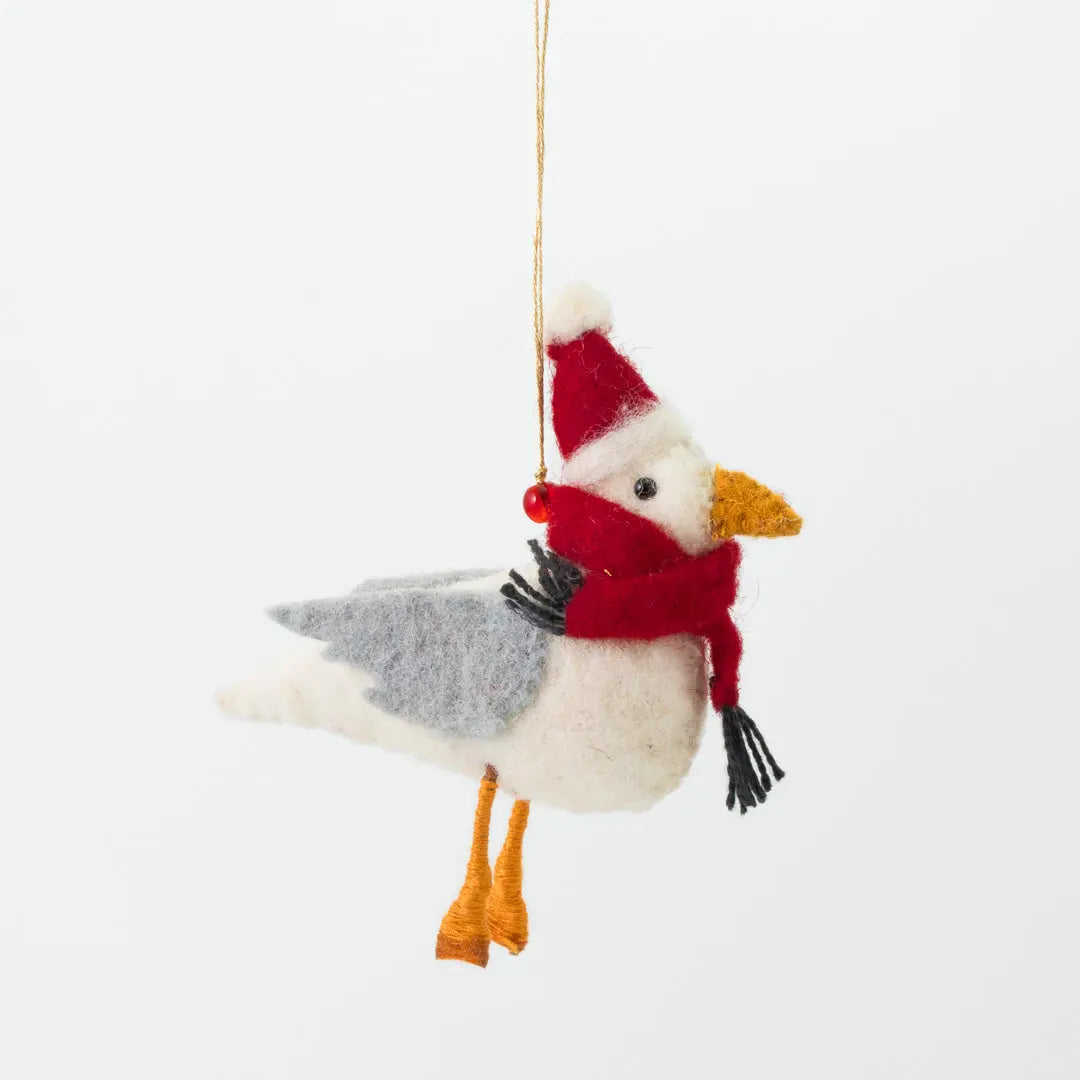 Sea Breeze Seagull in Winter Woolies Decoration (Set of 4) Sew Heart Felt