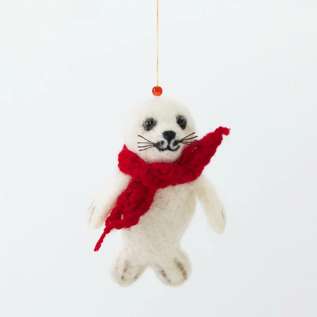 Smiley Seal Pup in a Scarf Decoration (Set of 4) Sew Heart Felt