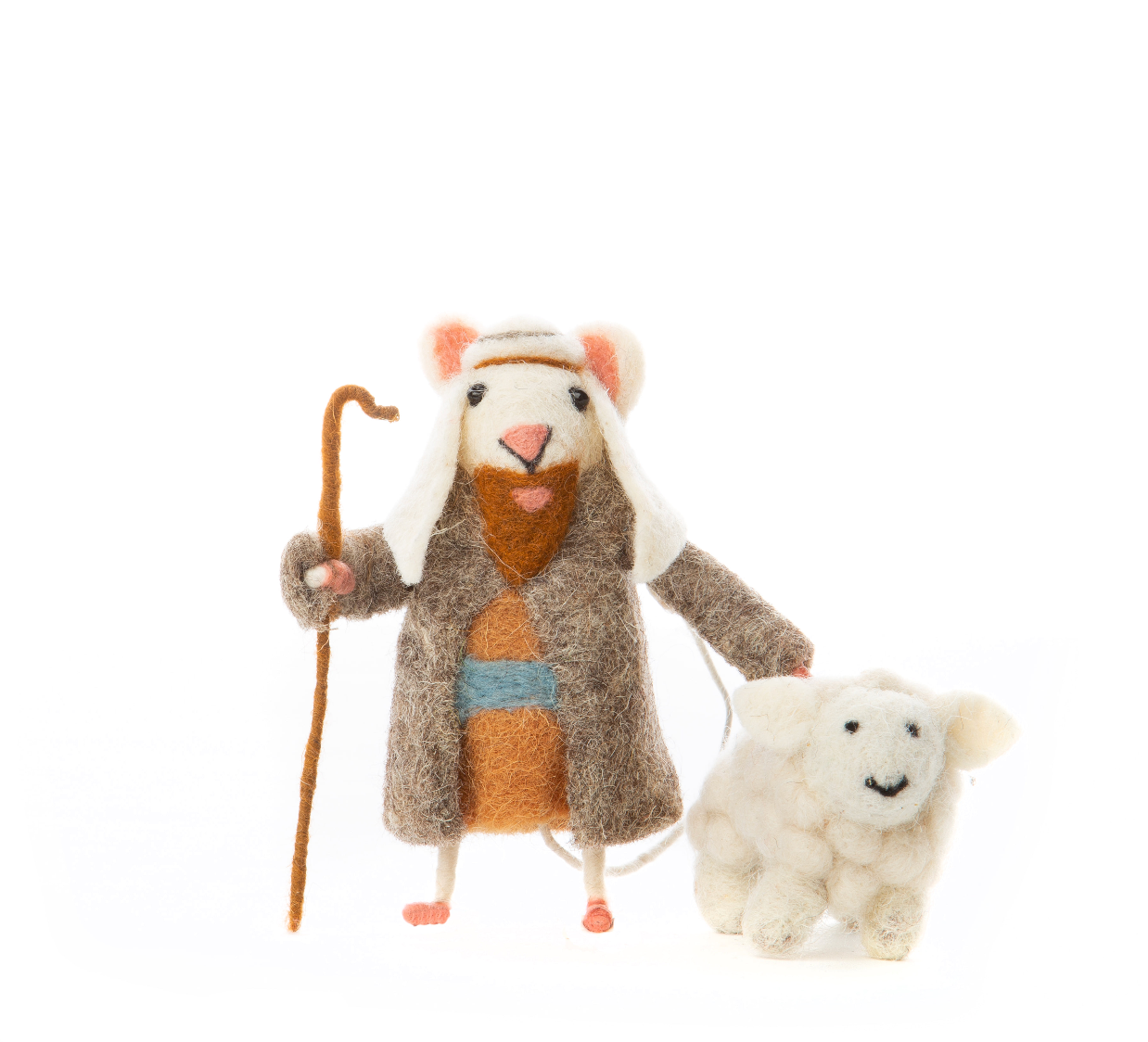 Felt Shepherd and Sheep Nativity Set