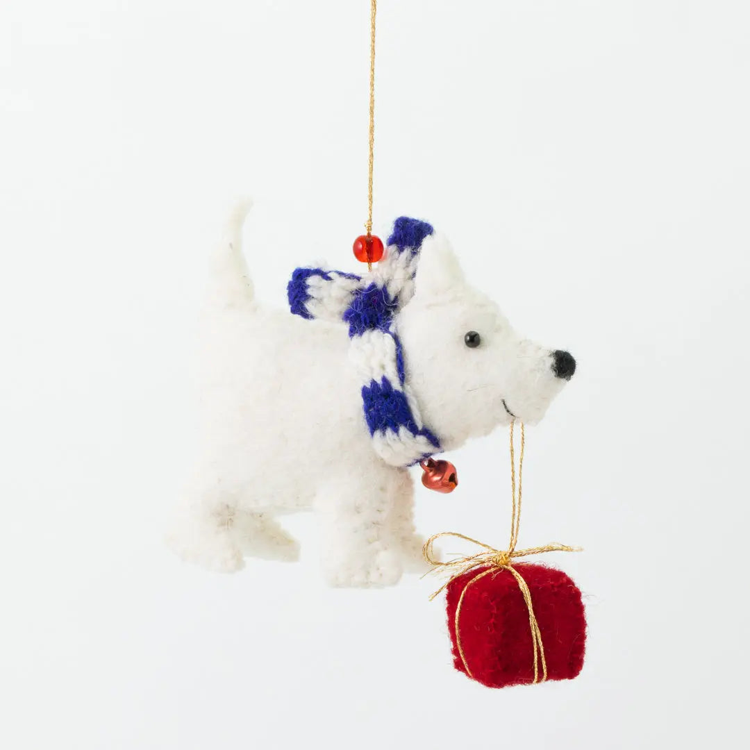 Willie Westie with Big Prezzie Decoration (Set of 4) Sew Heart Felt