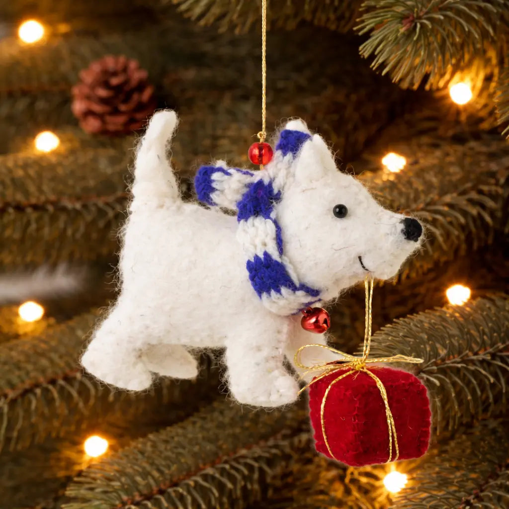 Willie Westie with Big Prezzie Decoration (Set of 4) Sew Heart Felt