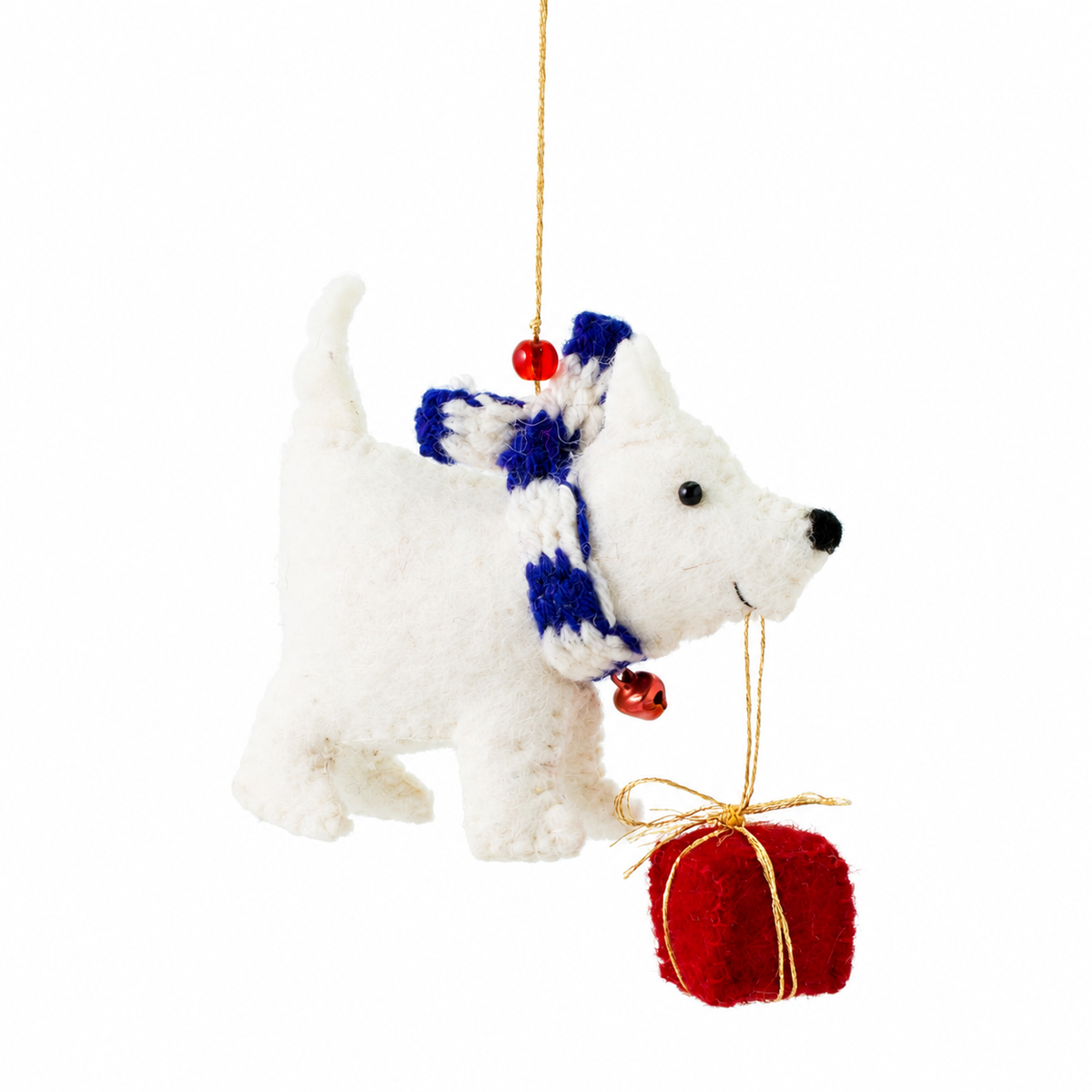Willie Westie with Big Prezzie Decoration Sew Heart Felt