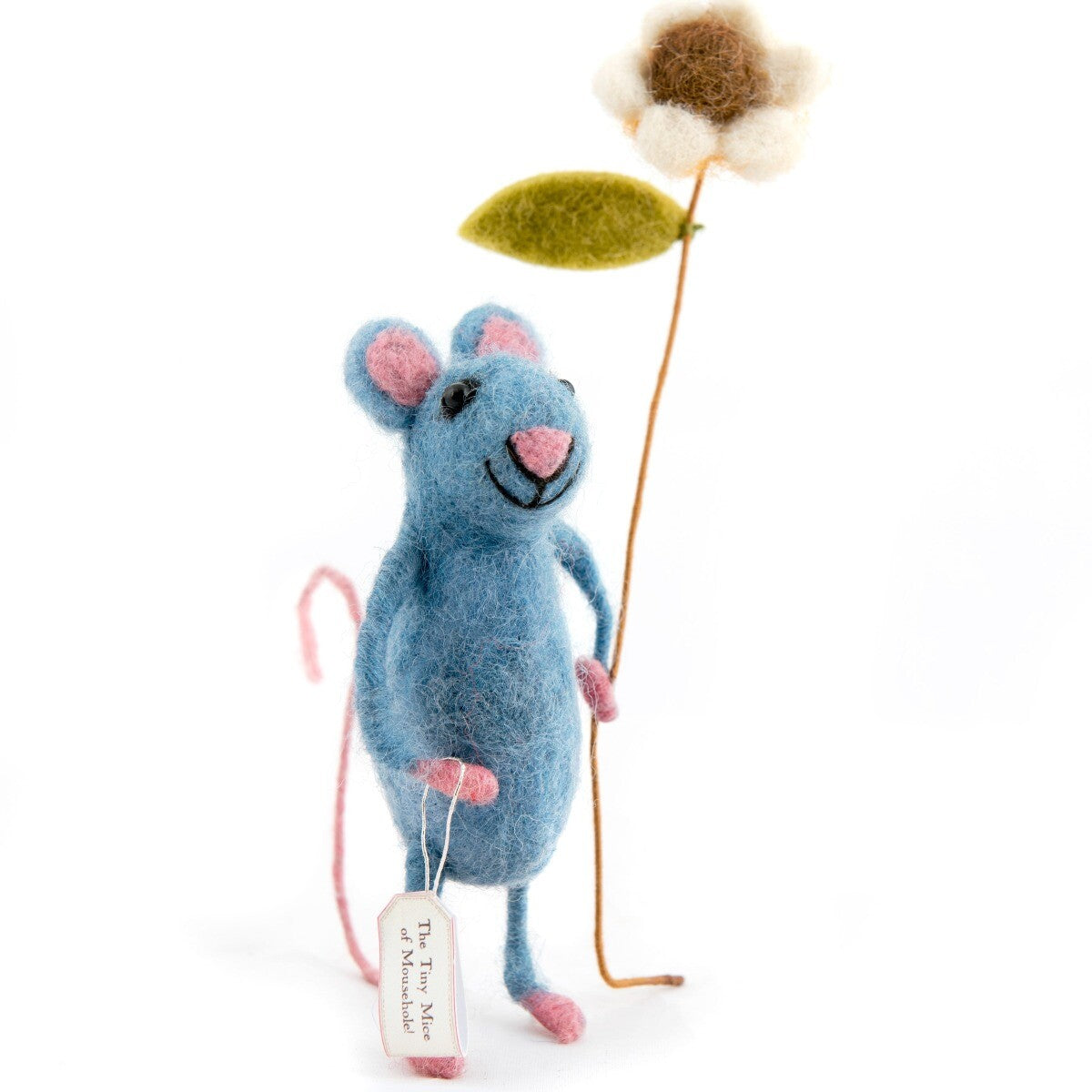 Felt Pretty Blue Mouse with Flower