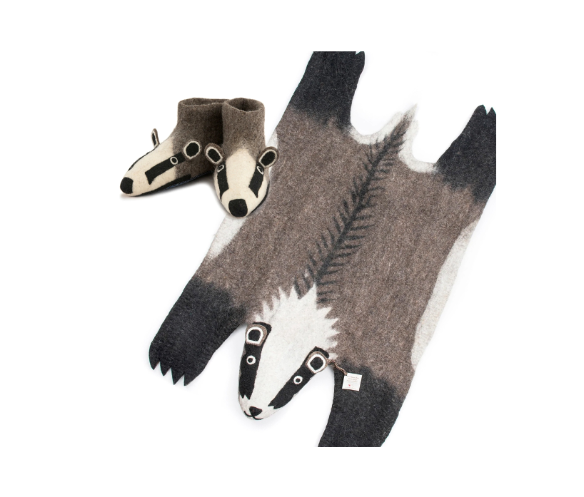 Adult Badger Slippers and Supersize Rug Bundle