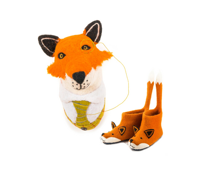 Adult Fox Slippers and Head Bundle