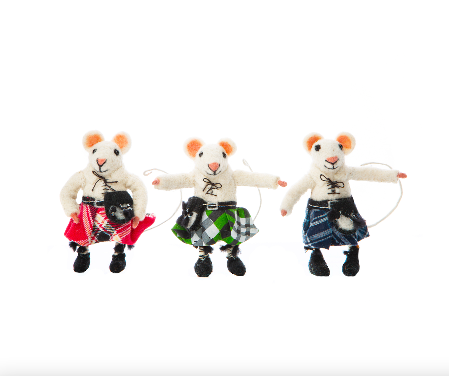 Three Scottish Kilted Mice