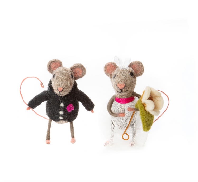 Wedding Mice Felt Ornaments